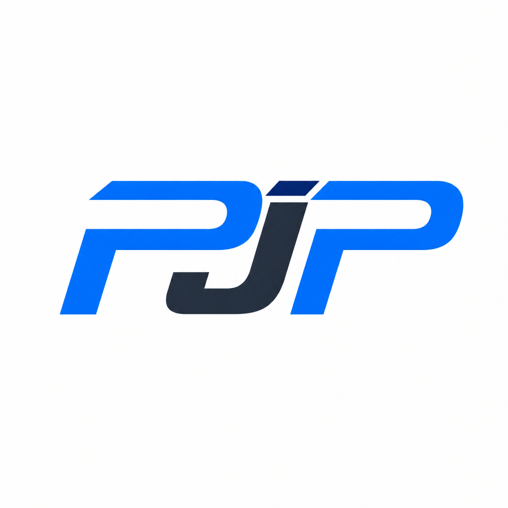 PJP monogram variant with the former orange accent changed to navy